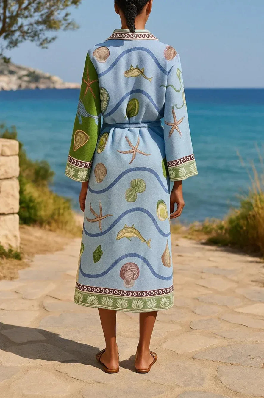 Belted Printed Twill Midi Shirt Dress - NuaVibe