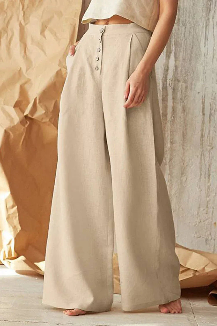 Vintage Plain Button Down Pocket Pants - NuaVibe
