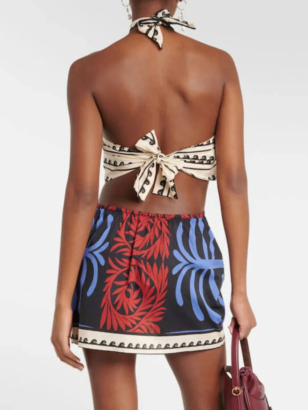 Unique Summer Print Halter Neck Mini Dress - NuaVibe