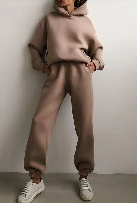 Fashion Casual Hooded Solid Color Two-piece Suit - NuaVibe