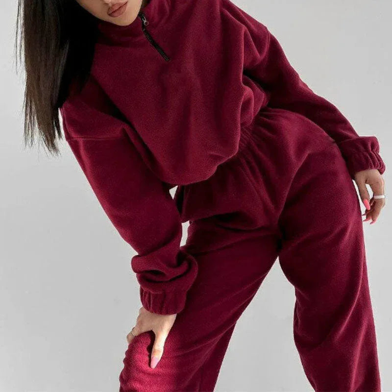 Casual Stand Collar Two Piece Set - NuaVibe