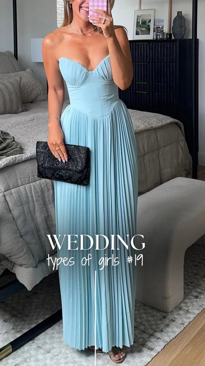 Tube Top With Pleats Maxi Dress - NuaVibe
