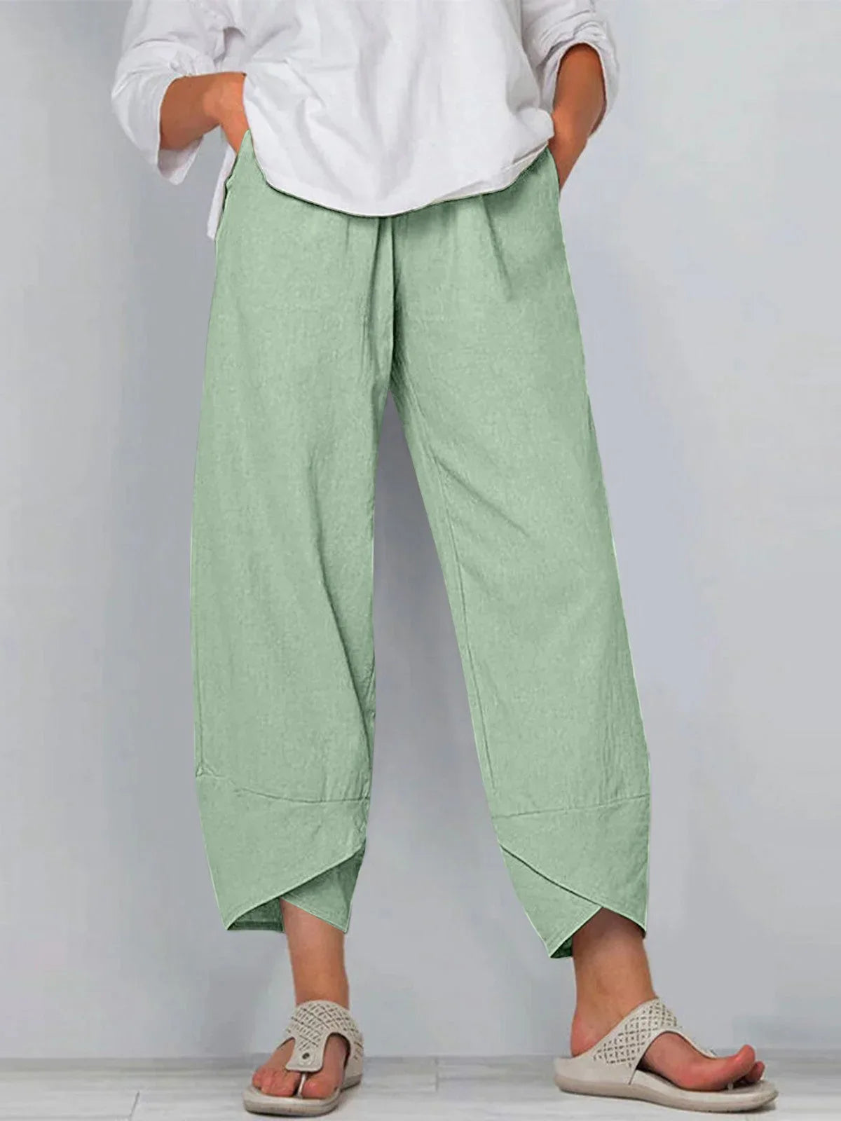 Solid Color Simple Casual Ankle Pants - NuaVibe