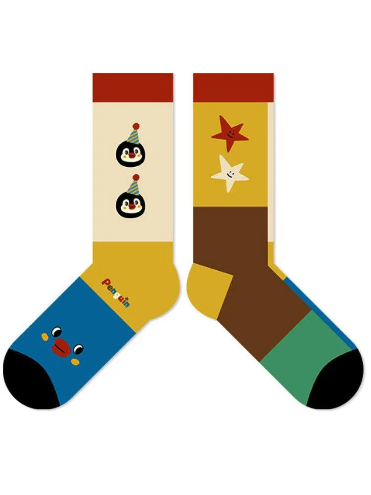 Cartoon Penguin Striped Socks - NuaVibe