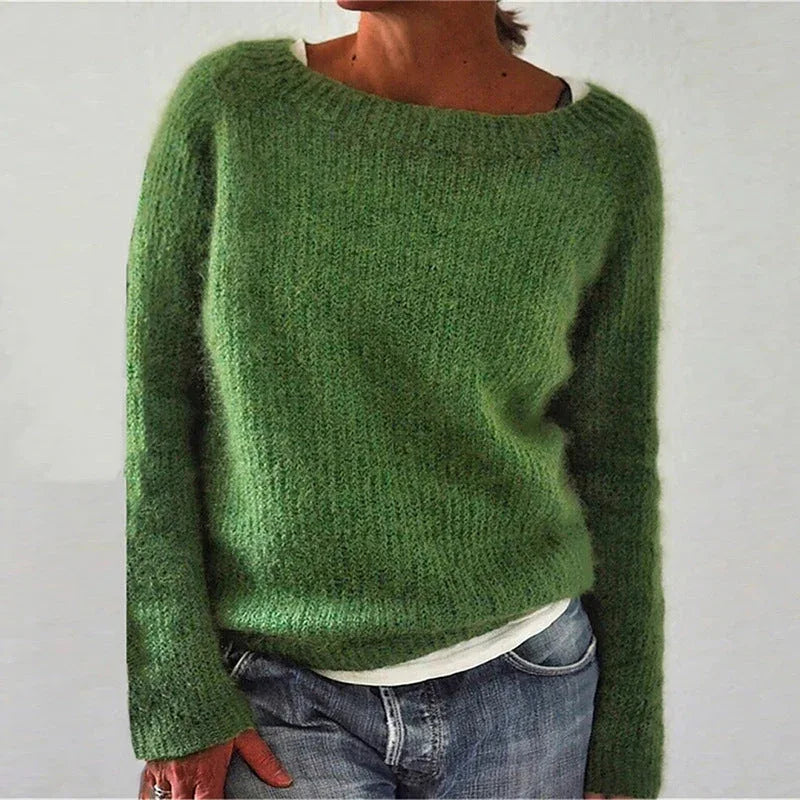 Casual Solid Color Soft Crew-neck Sweater - NuaVibe