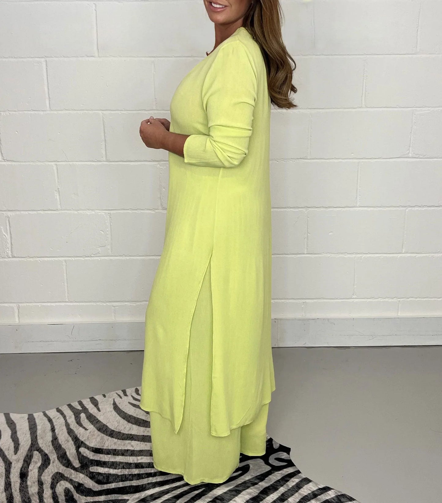 Two-piece Casual Long Top and Matching Pants Set - NuaVibe