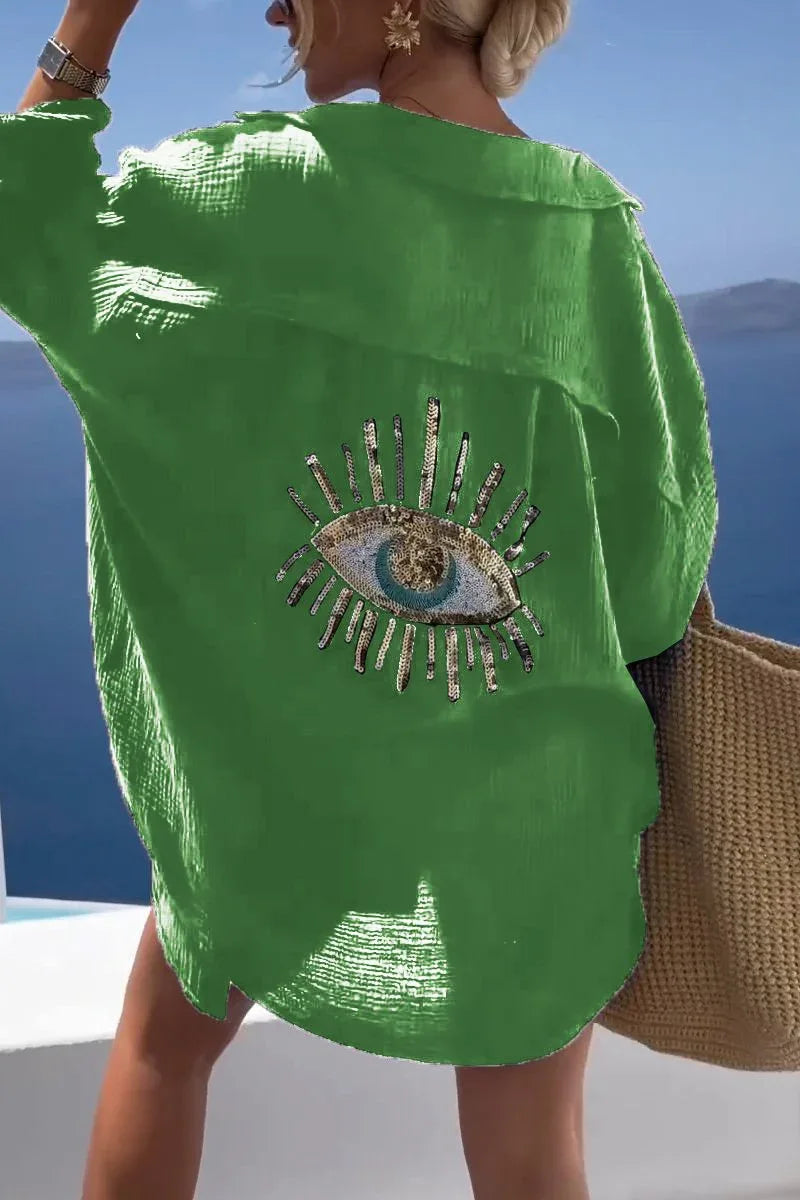 Casual Sequin Beaded Shirt - NuaVibe