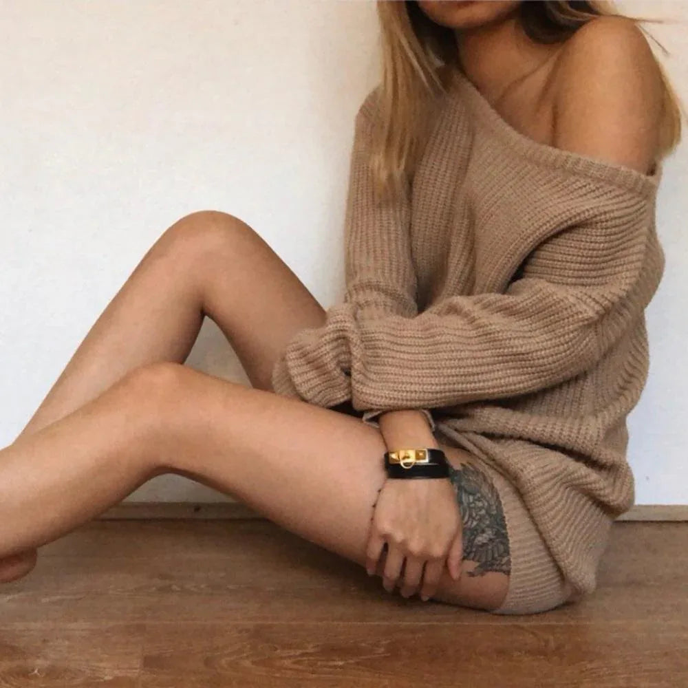 Daily Off Shoulder Sweater Dress - NuaVibe