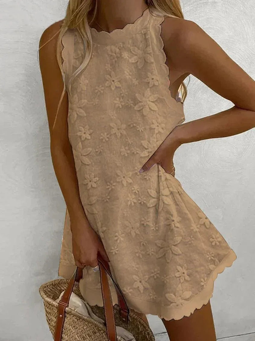 Casual Lace Sleeveless Mini Dress - NuaVibe
