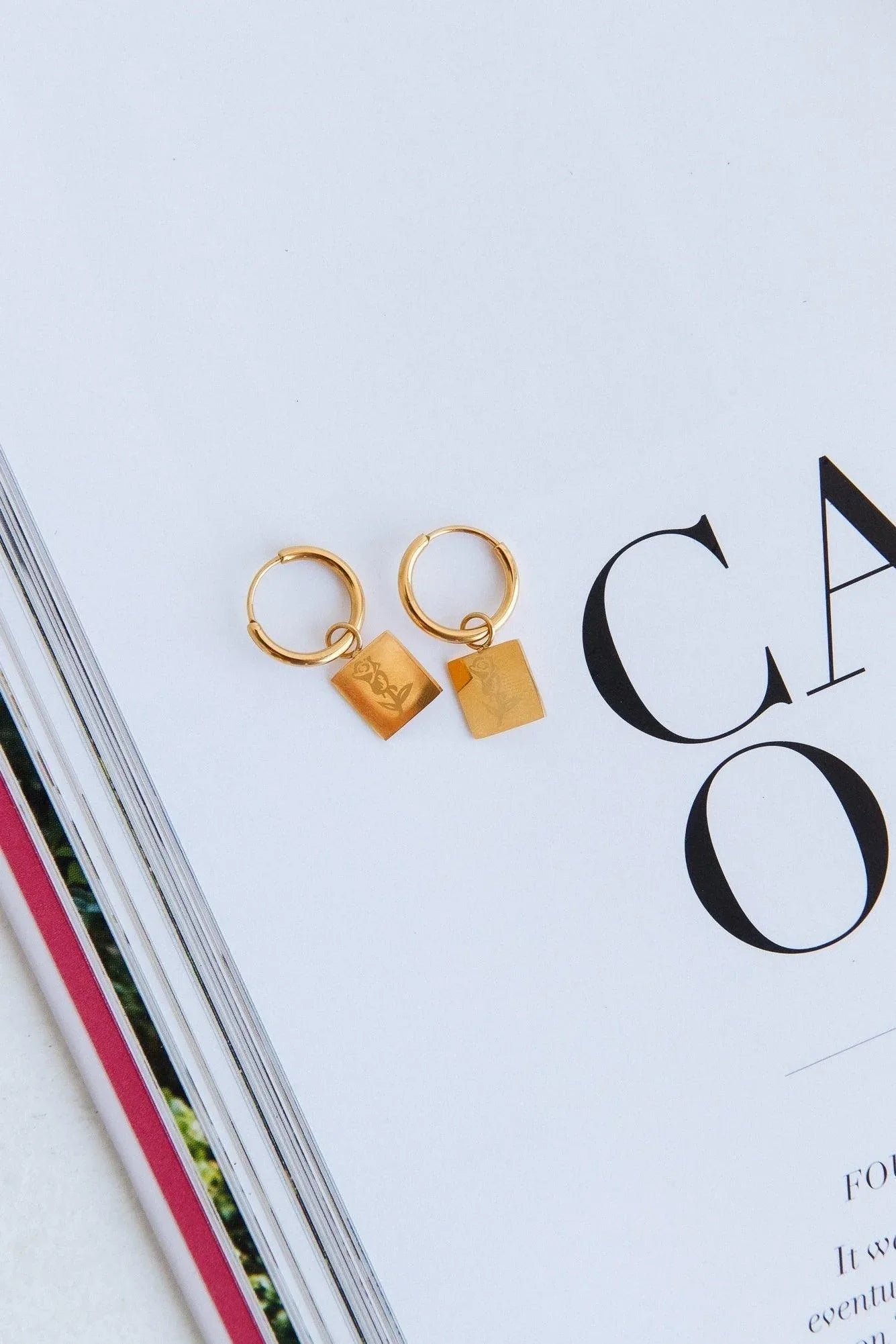 18K Gold Plated Crimson Heart Earrings Gold - NuaVibe