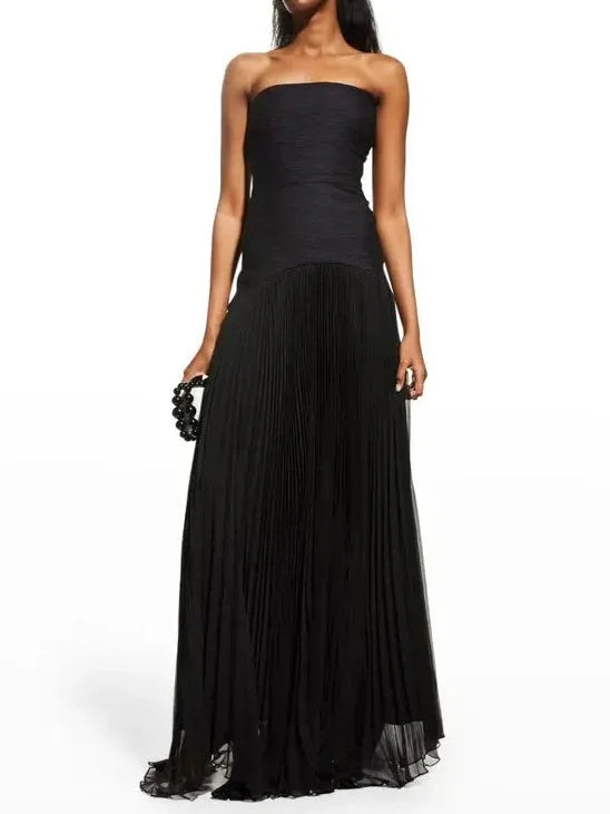 Solid Splicing Off-Shoulder Maxi Dress - NuaVibe