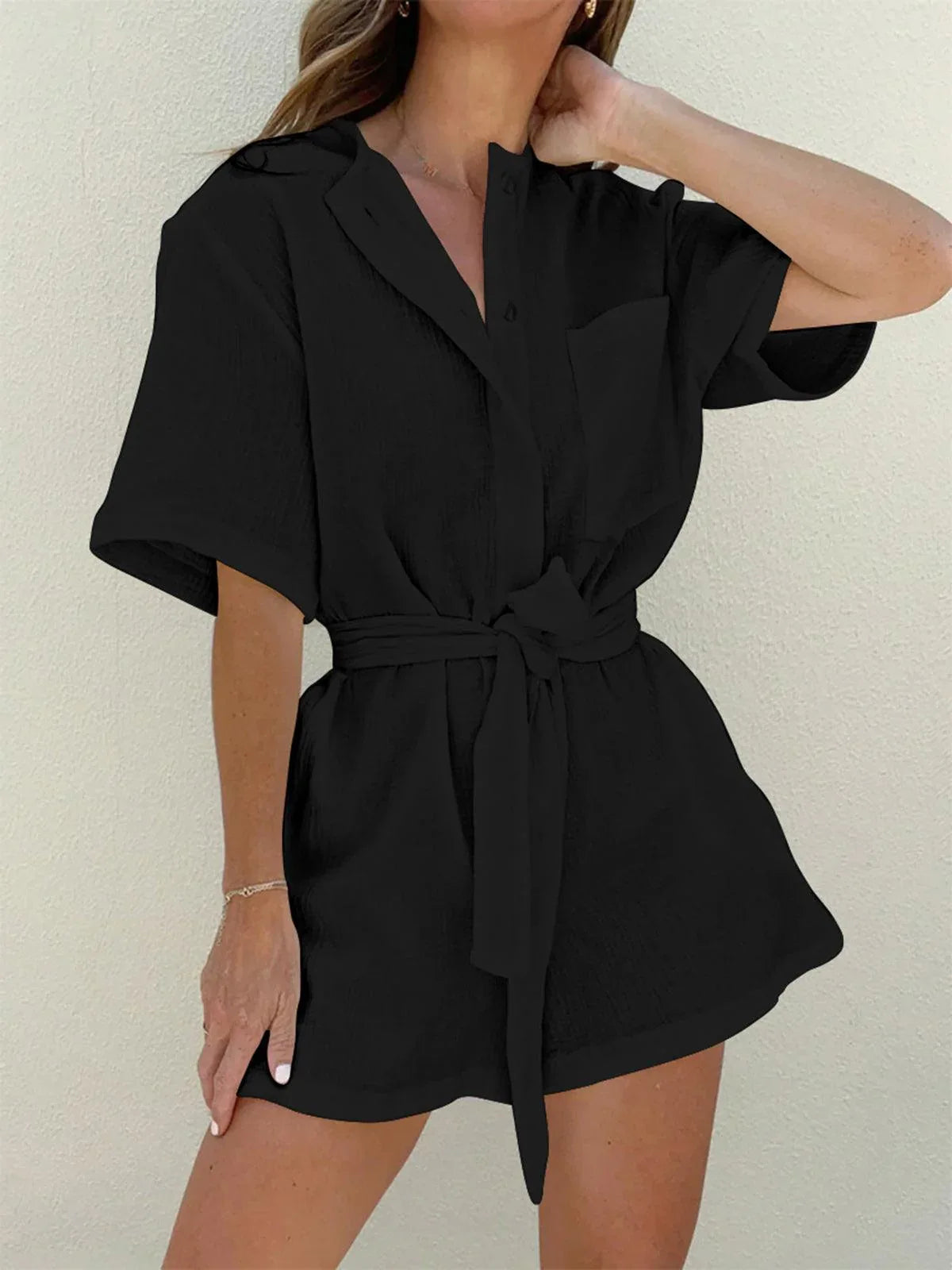 Tied Cotton Jumpsuit - NuaVibe