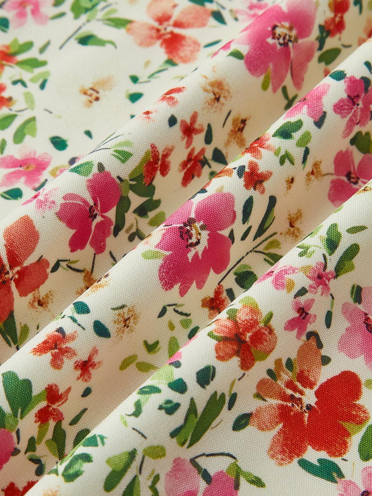 Floral Print Trim Cami Midi Dress - NuaVibe