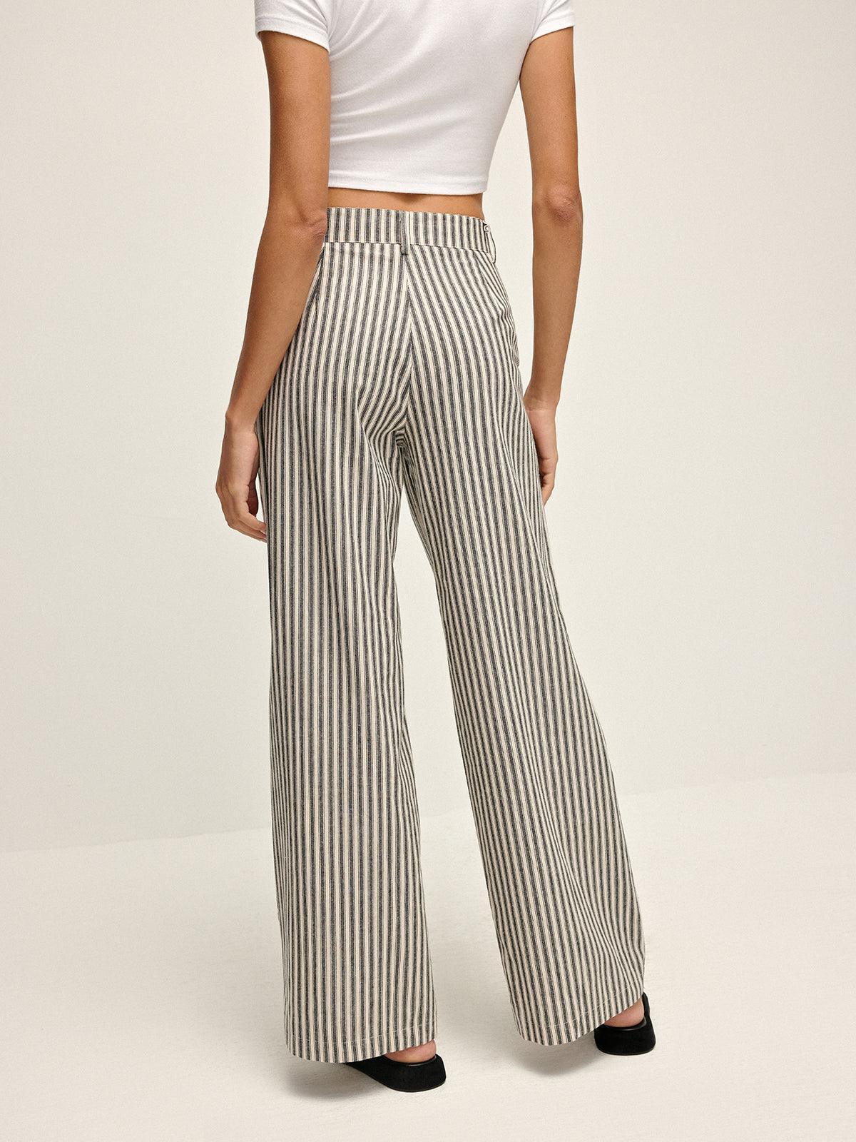 Pinstripe High-Waist Long Pants - NuaVibe