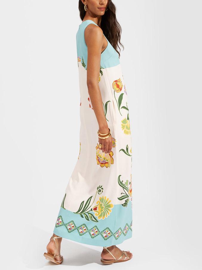 Exquisite Sunshine Floral Print Sleeveless Midi Dress - NuaVibe