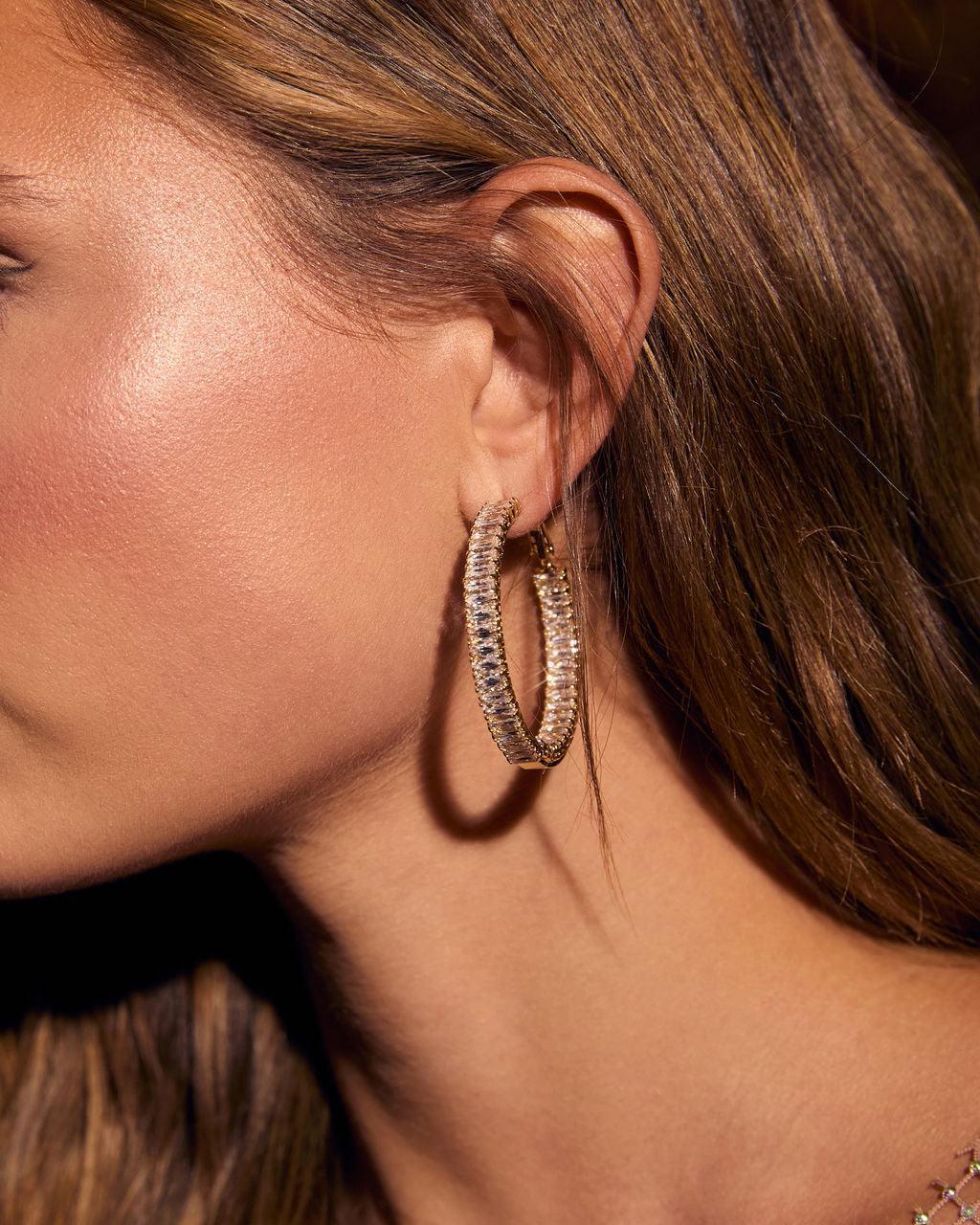 Going In Circles Rhinestone Hoop Earrings - NuaVibe