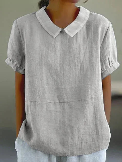 Short-sleeved Cotton Collared Shirt - NuaVibe