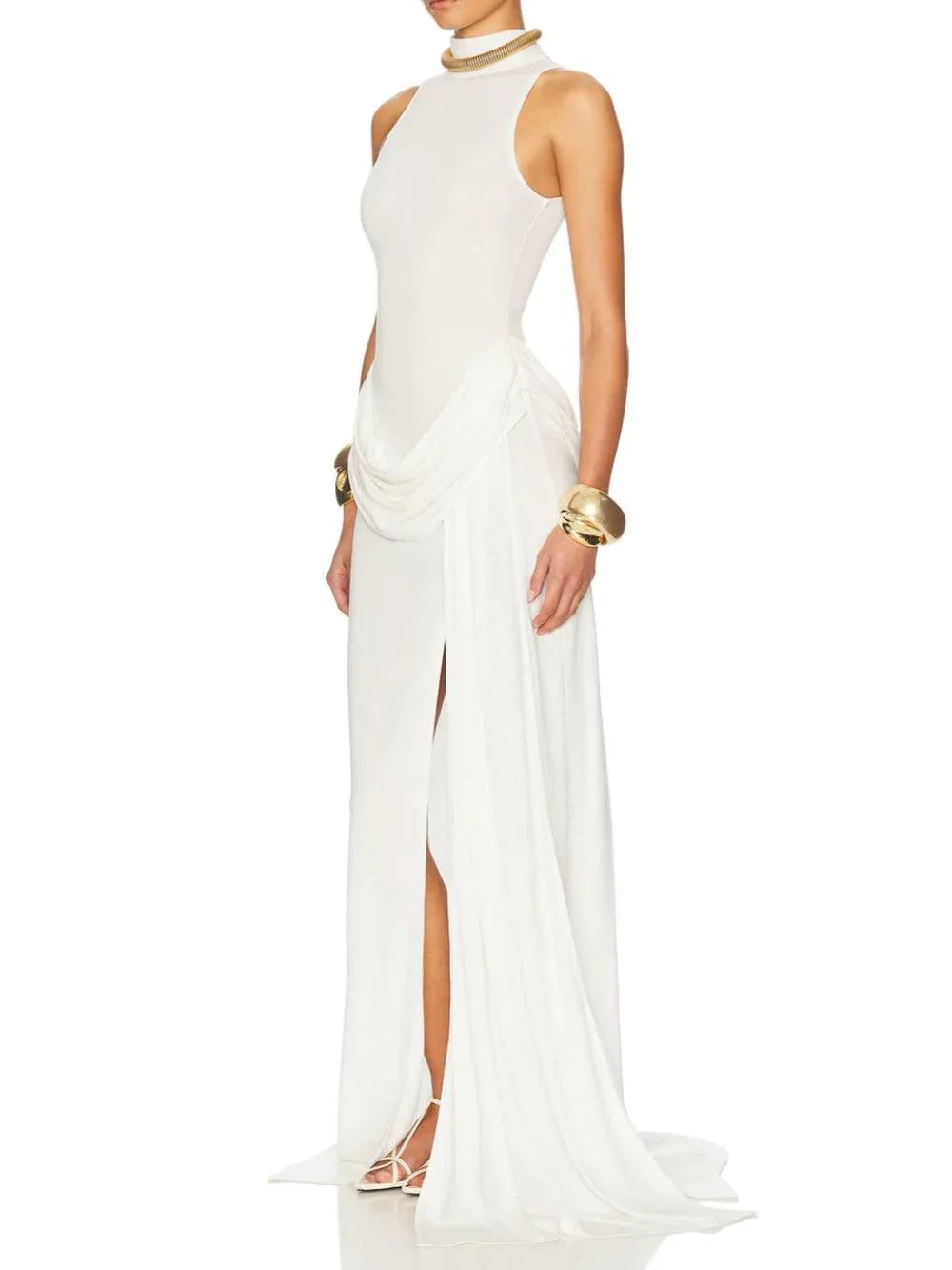 Slit waist pleated sleeveless maxi dress - NuaVibe