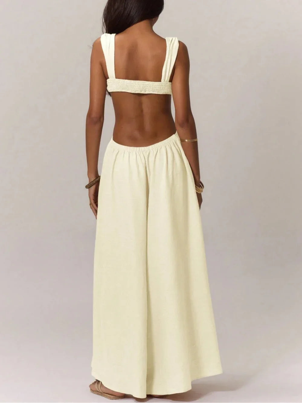 Paneled pleated wide-leg jumpsuit - NuaVibe