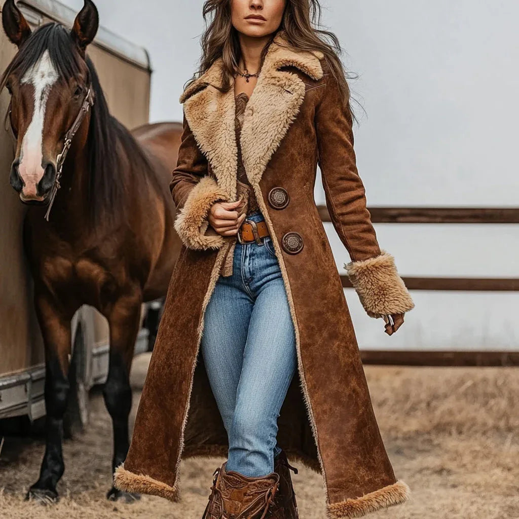 Retro Western Plush Fashion Warm Coat - NuaVibe