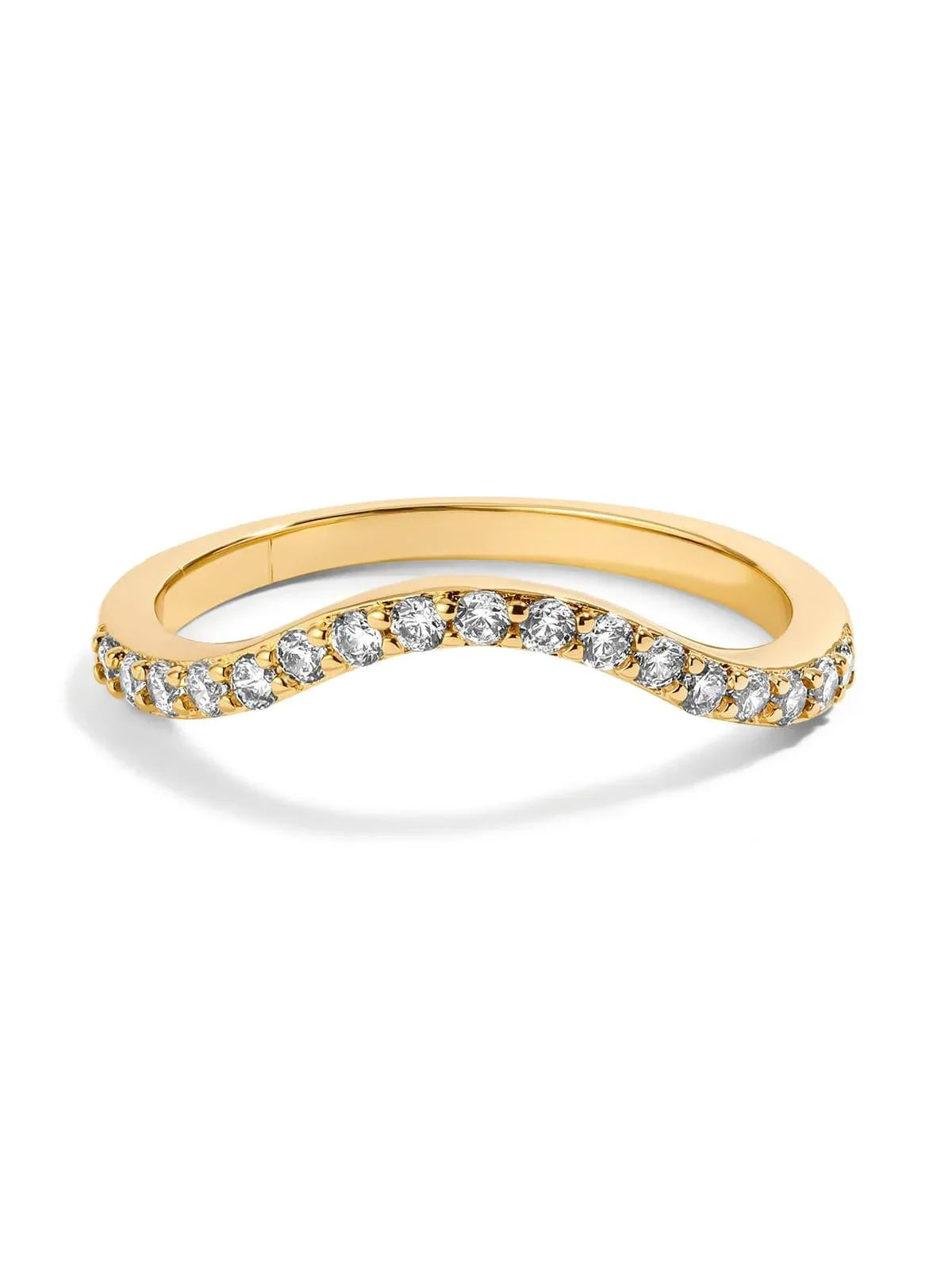 Sleek Wave Line Diamond-Inlaid Ring - NuaVibe