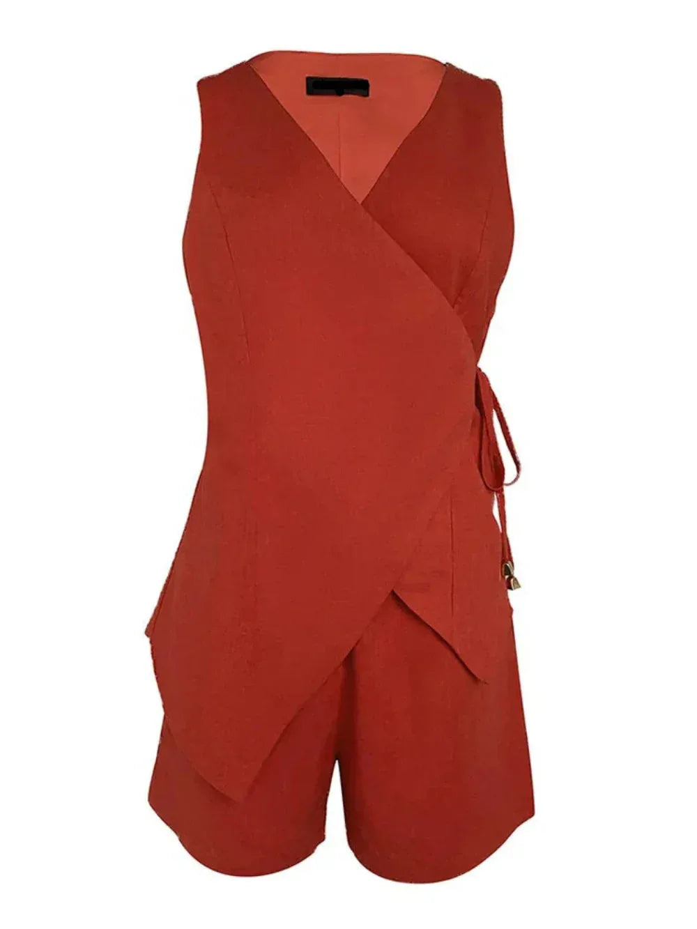 Linen Sleeveless V-neck Top and Loose Shorts Set - NuaVibe