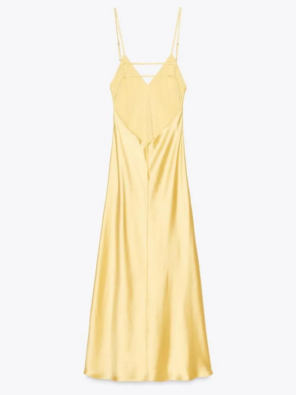 Satin Midi Dress - Yellow - NuaVibe