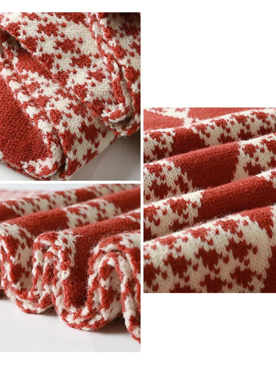 Christmas Fashion Retro Red Christmas Knitted Scarf - NuaVibe