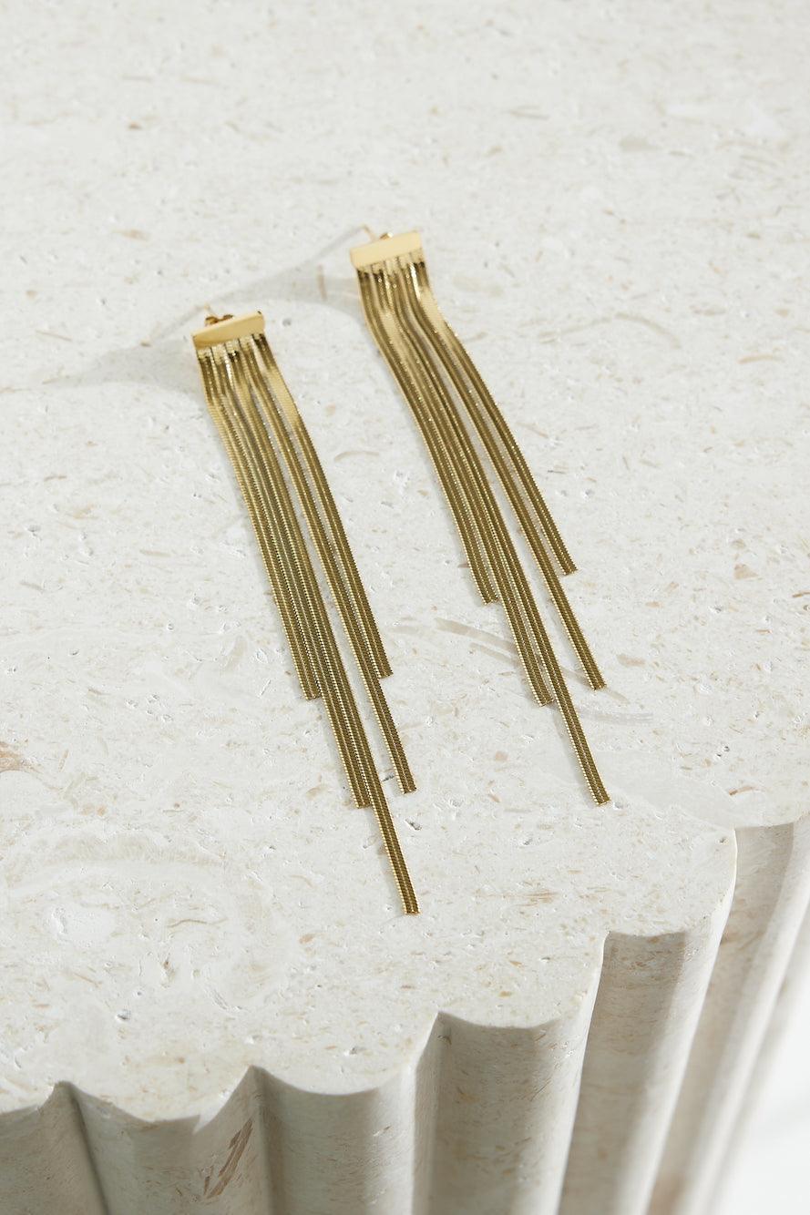18k Gold Plated Glam Time Earrings Gold - NuaVibe