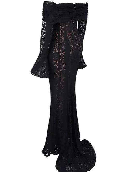 Lace Off-Shoulder Maxi Dress - NuaVibe