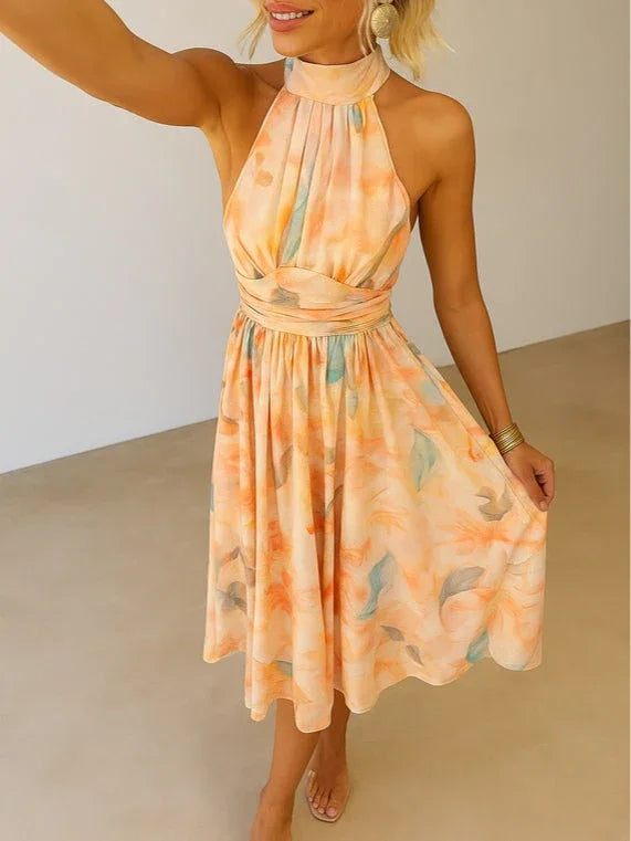 Halter Neck Dreamy Flowing Dress - NuaVibe