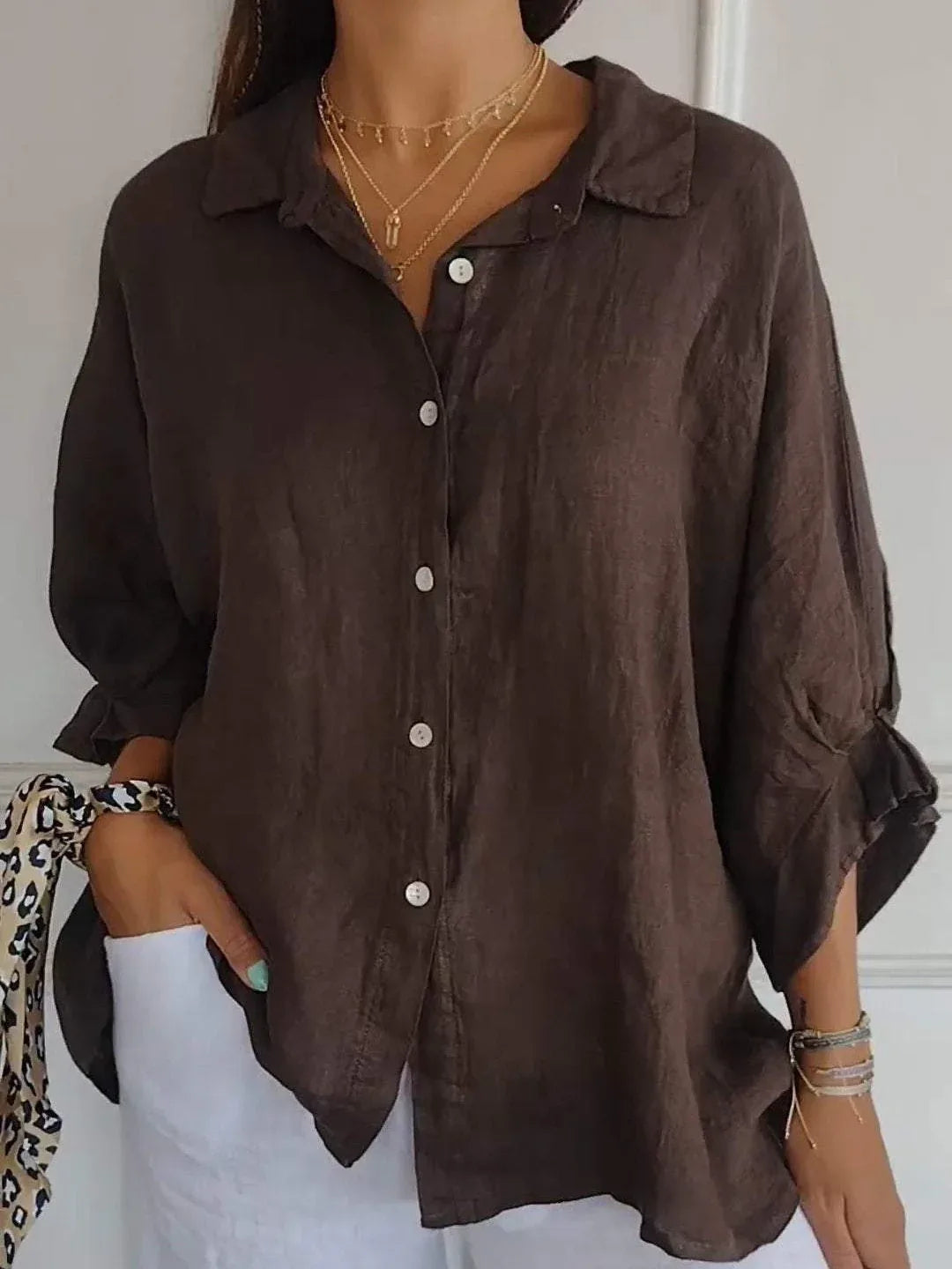 Cotton and Linen Solid Color Casual Shirt - NuaVibe