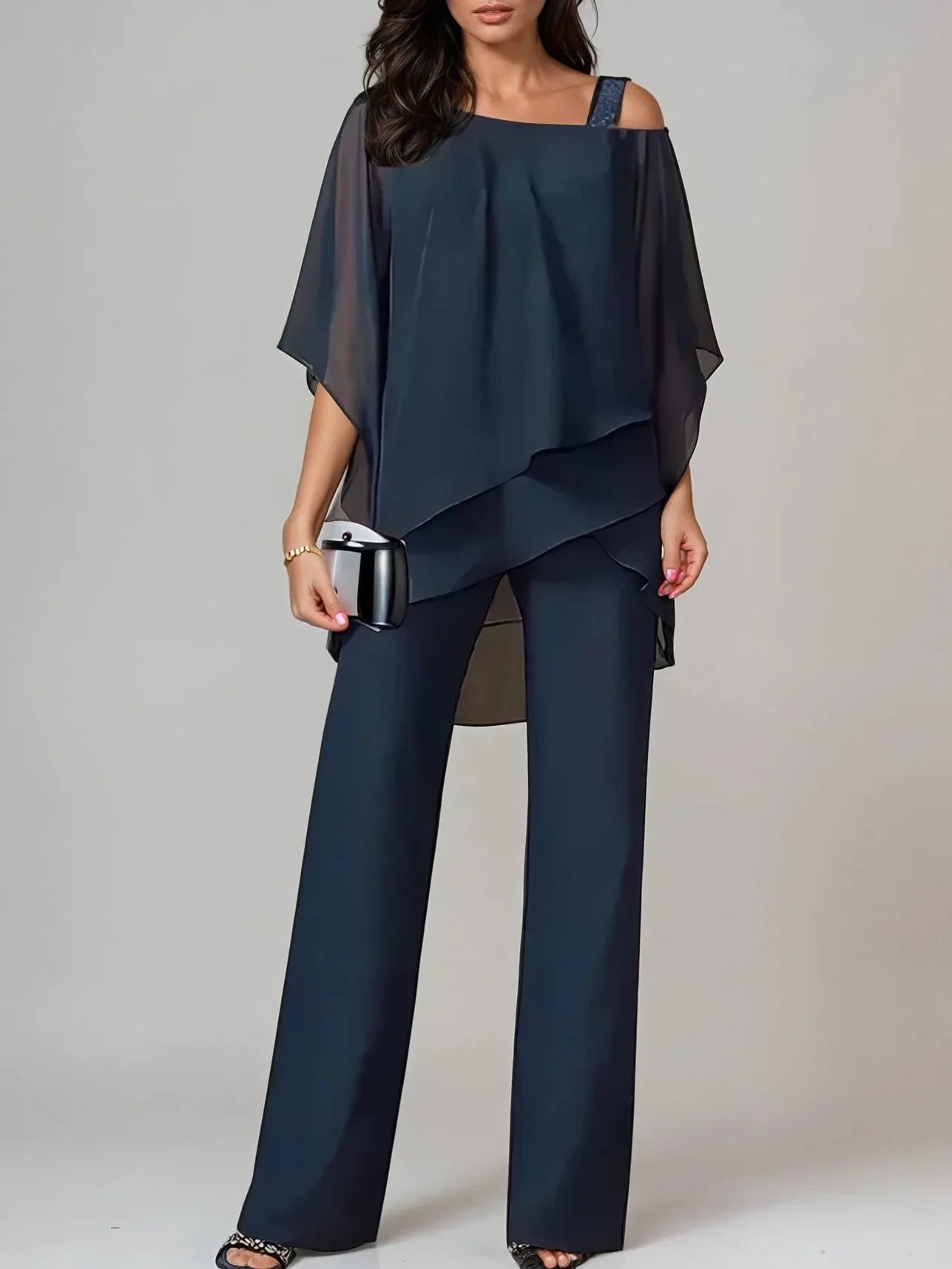 Off-the-shoulder Irregular Chiffon Suit - NuaVibe
