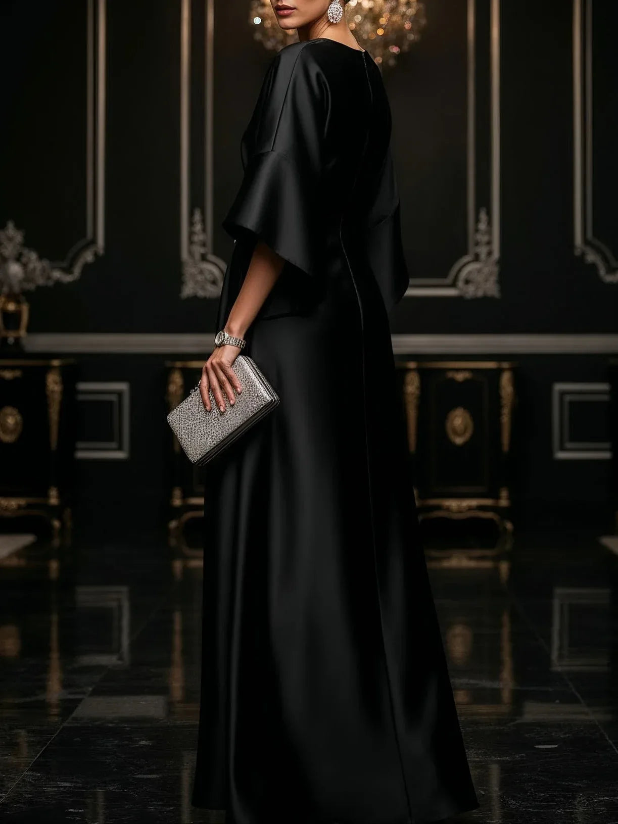Black Luxe Satin Maxi Dress - NuaVibe