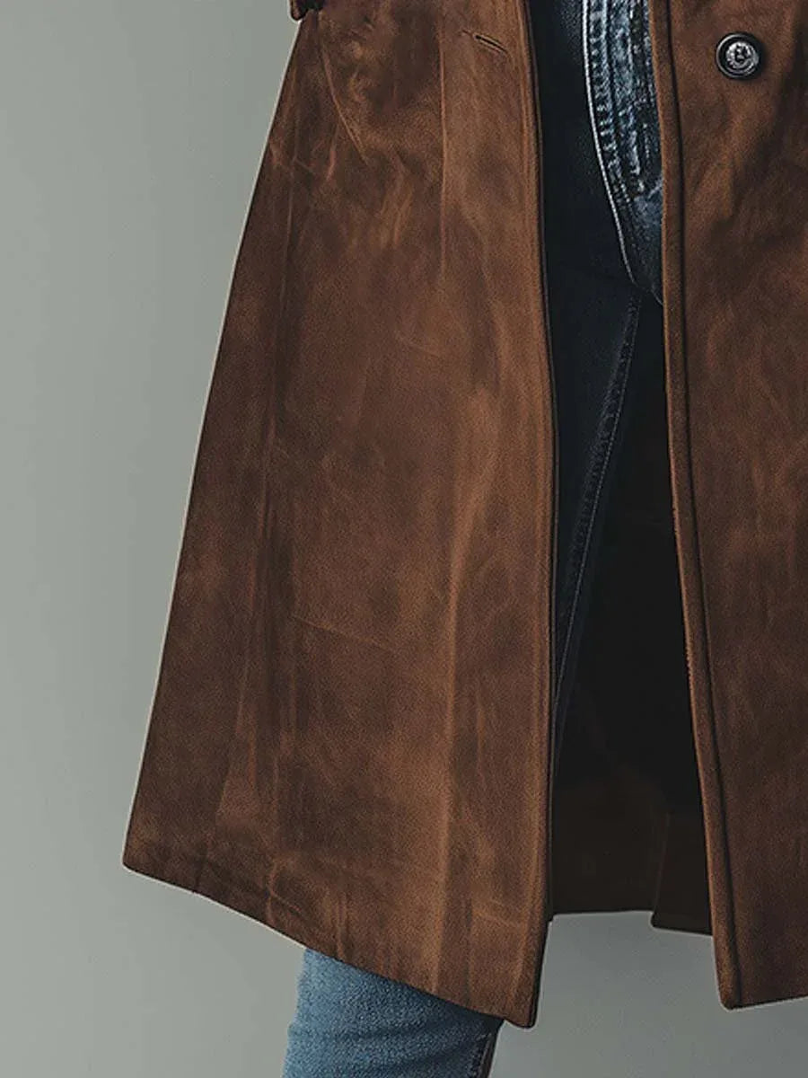 Vintage Suede Trench Coat - NuaVibe