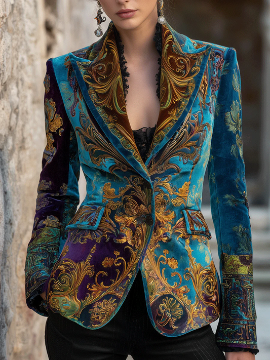 Vintage Bohemian Baroque Velvet Blazer