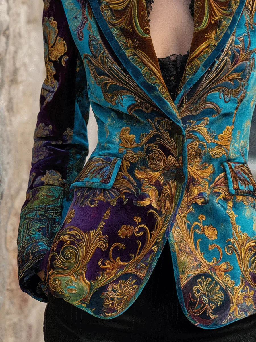 Vintage Bohemian Baroque Velvet Blazer - NuaVibe