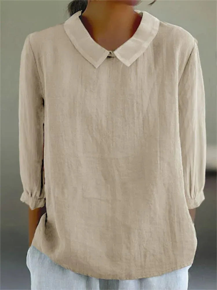 Cotton and Linen 3/4 Sleeve Shirt - NuaVibe