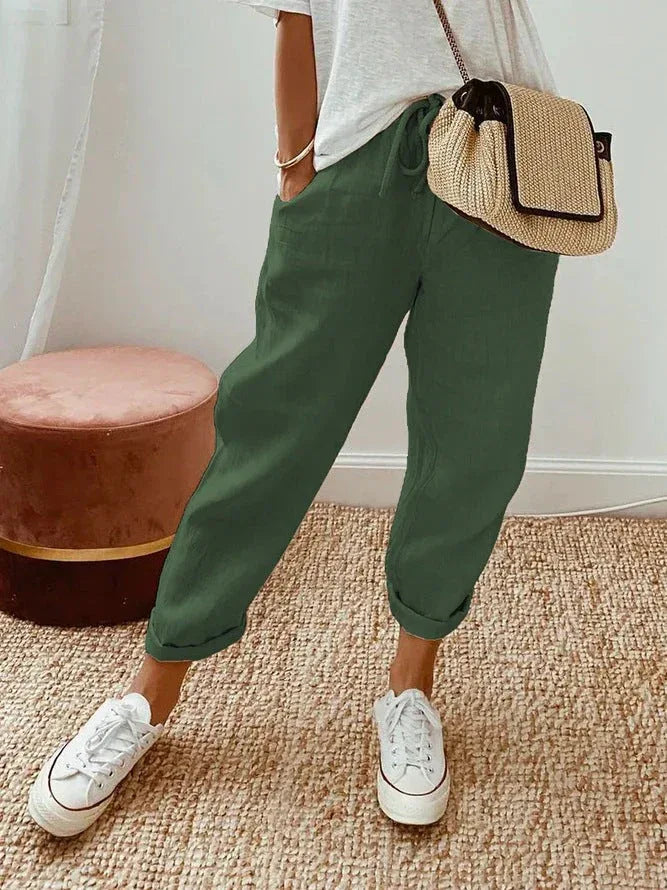 Solid Color Insert Pocket Drawstring Casual Pants - NuaVibe