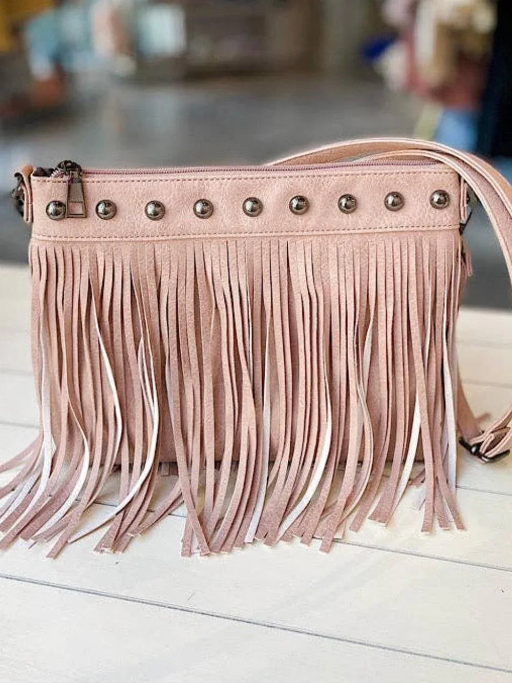 Fringe Decor Crossbody Bag White - NuaVibe
