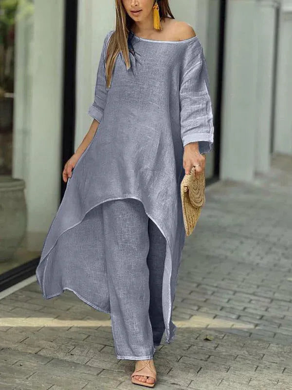 Fashionable Solid Color Two-piece Set - NuaVibe