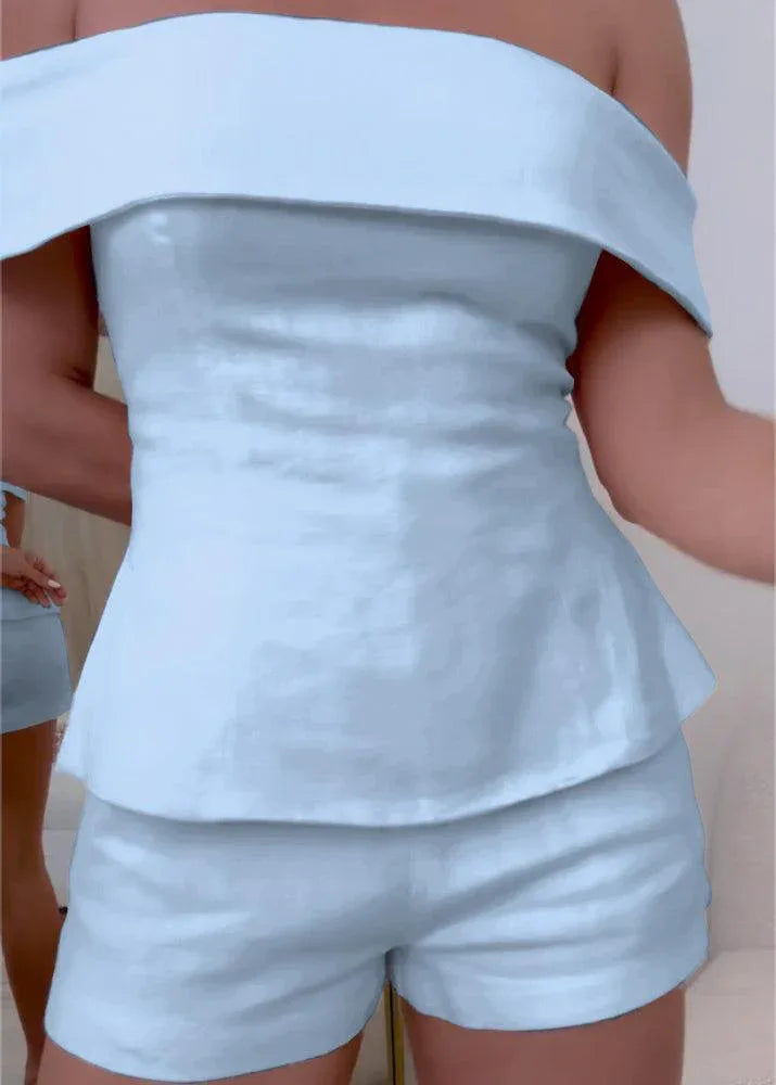 White Cotton and Linen Two-piece Suit - NuaVibe