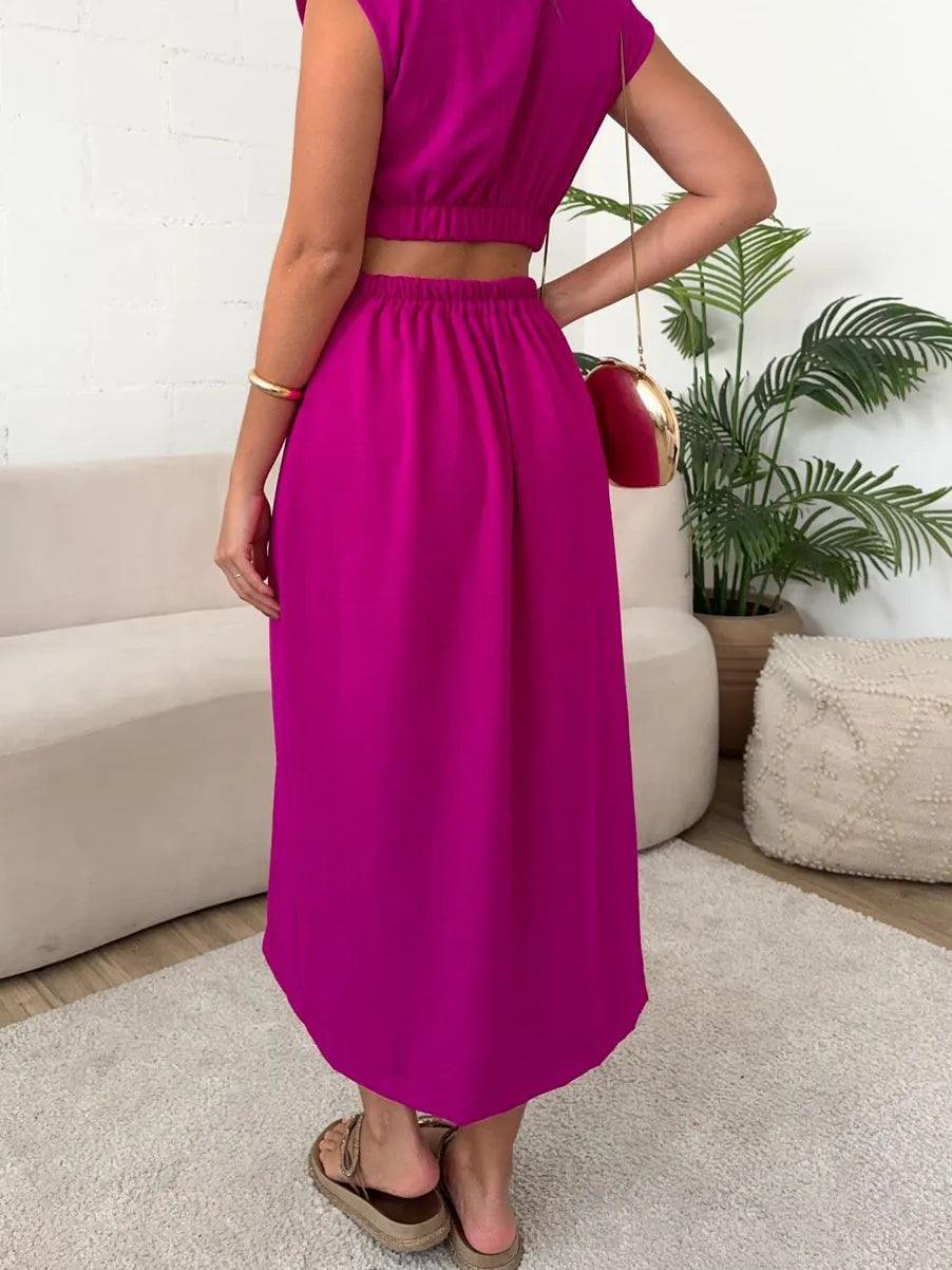 Shirt Breasted Back Cutout Casual Maxi Dress - NuaVibe