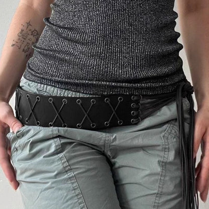 American Style Eyelet Strap PU Belt