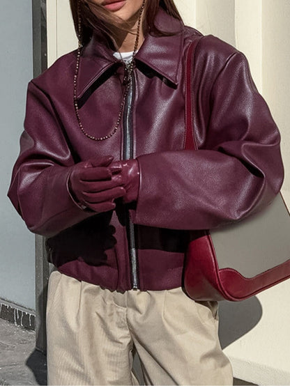 Vintage motorcycle style matte leather jacket
