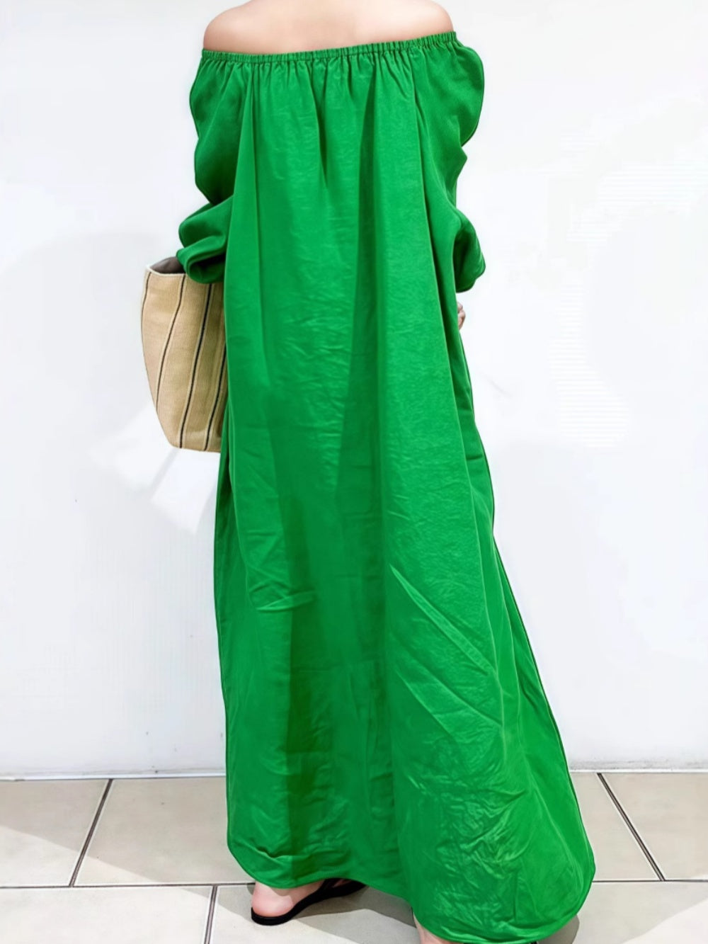 Solid color loose off-shoulder casual dress