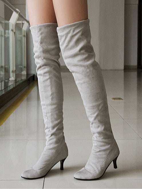 Women's suede solid color high boots