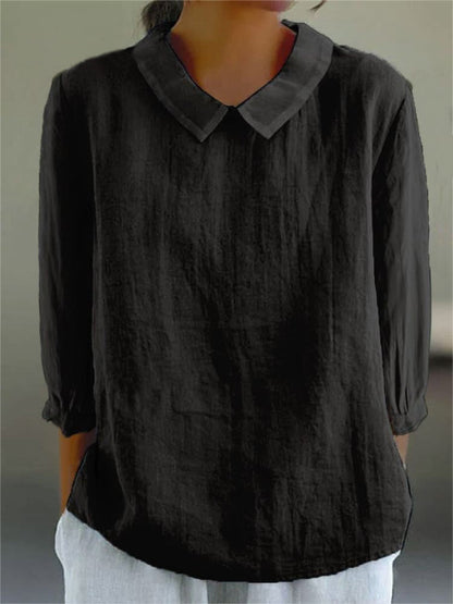 Cotton and Linen 3/4 Sleeve Shirt