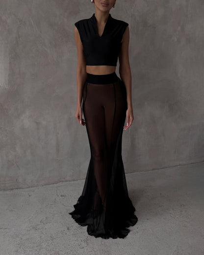 Fashion Jacket & Perspective Skirt Two-Piece Set