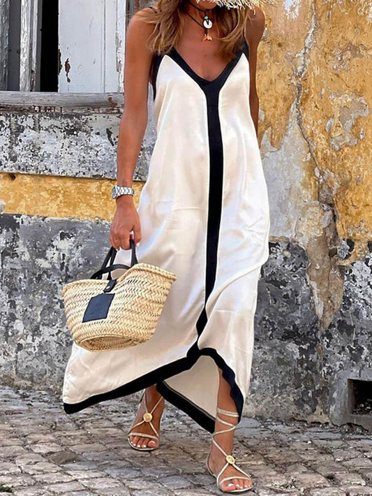 nuavibe Colorblock Suspender Midi Dress